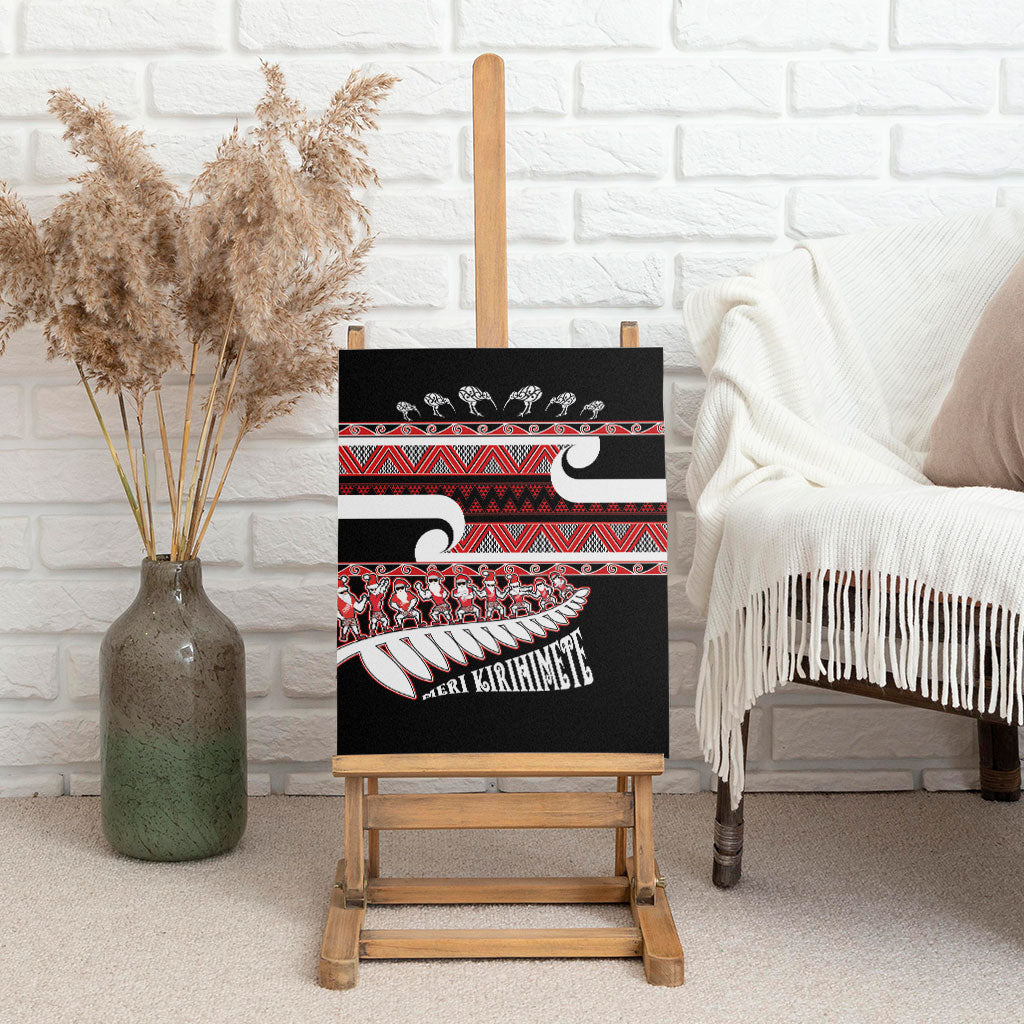 New Zealand Christmas Canvas Wall Art Funny Santa Claus Haka Dance with Tukutuku LT03 - Polynesian Pride