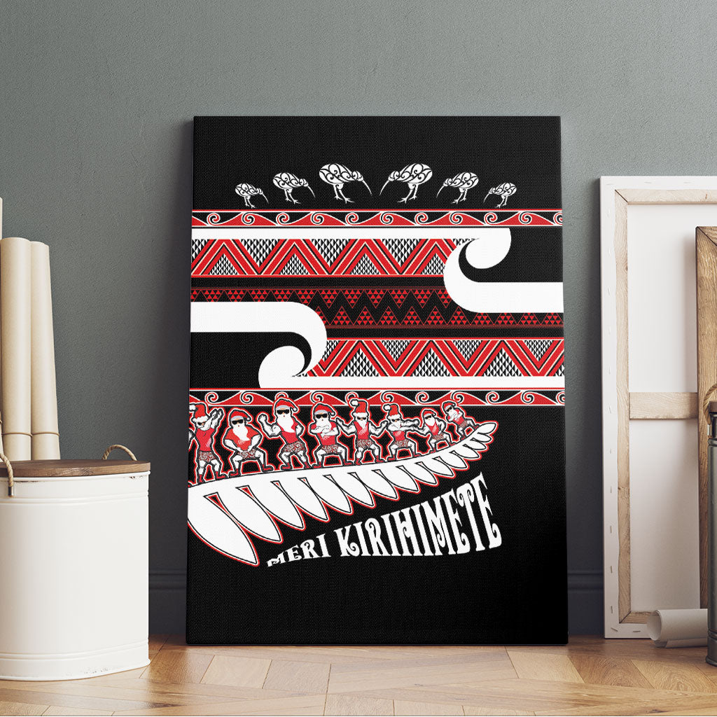 New Zealand Christmas Canvas Wall Art Funny Santa Claus Haka Dance with Tukutuku LT03 - Polynesian Pride