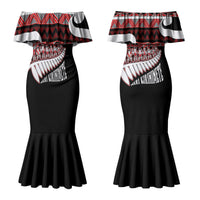 New Zealand Christmas Couples Matching Mermaid Dress and Hawaiian Shirt Funny Santa Claus Haka Dance with Tukutuku LT03 - Polynesian Pride
