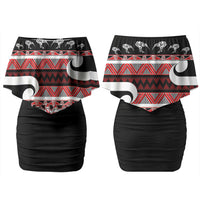 New Zealand Christmas Couples Matching Off Shoulder Short Dress and Hawaiian Shirt Funny Santa Claus Haka Dance with Tukutuku LT03 - Polynesian Pride