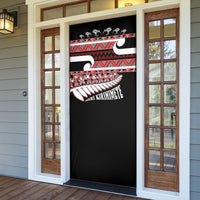 New Zealand Christmas Door Cover Funny Santa Claus Haka Dance with Tukutuku LT03 - Polynesian Pride