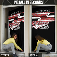 New Zealand Christmas Door Cover Funny Santa Claus Haka Dance with Tukutuku LT03 - Polynesian Pride