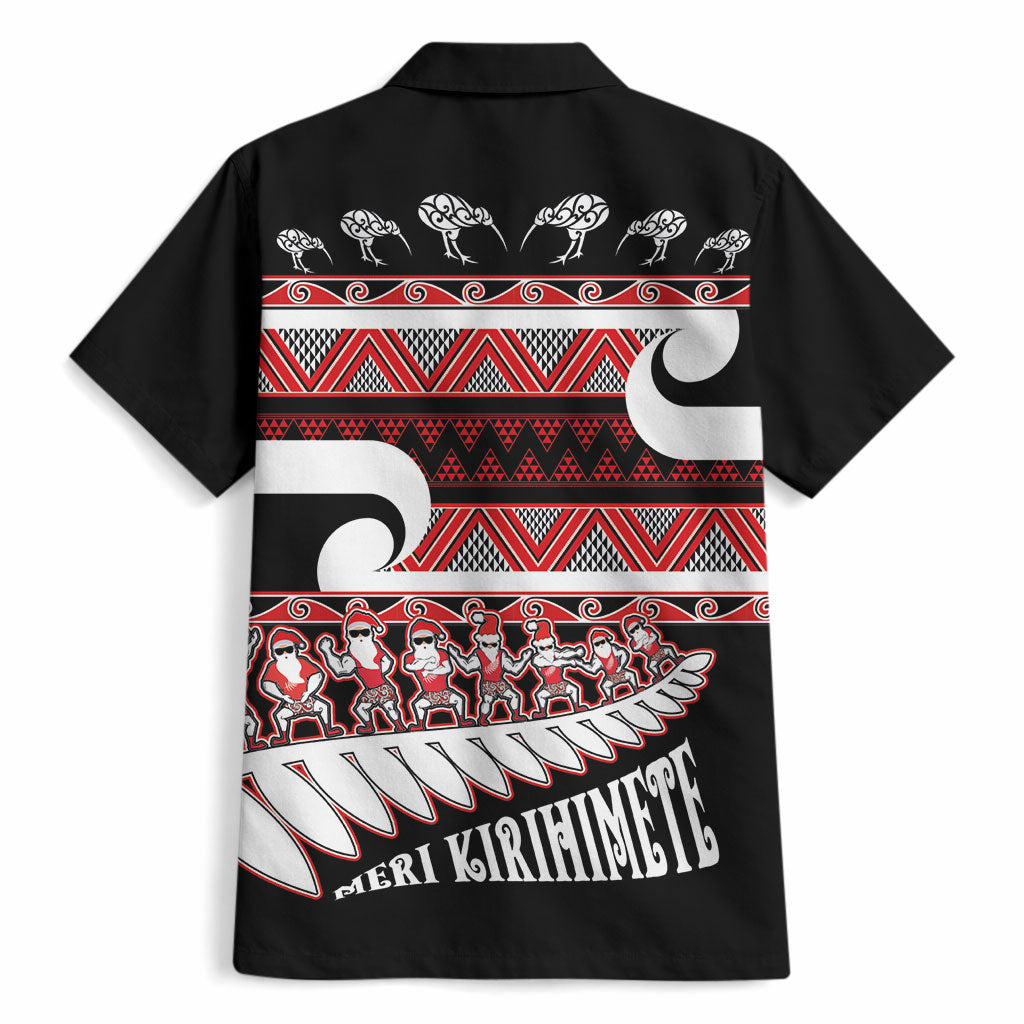 New Zealand Christmas Hawaiian Shirt Funny Santa Claus Haka Dance with Tukutuku
