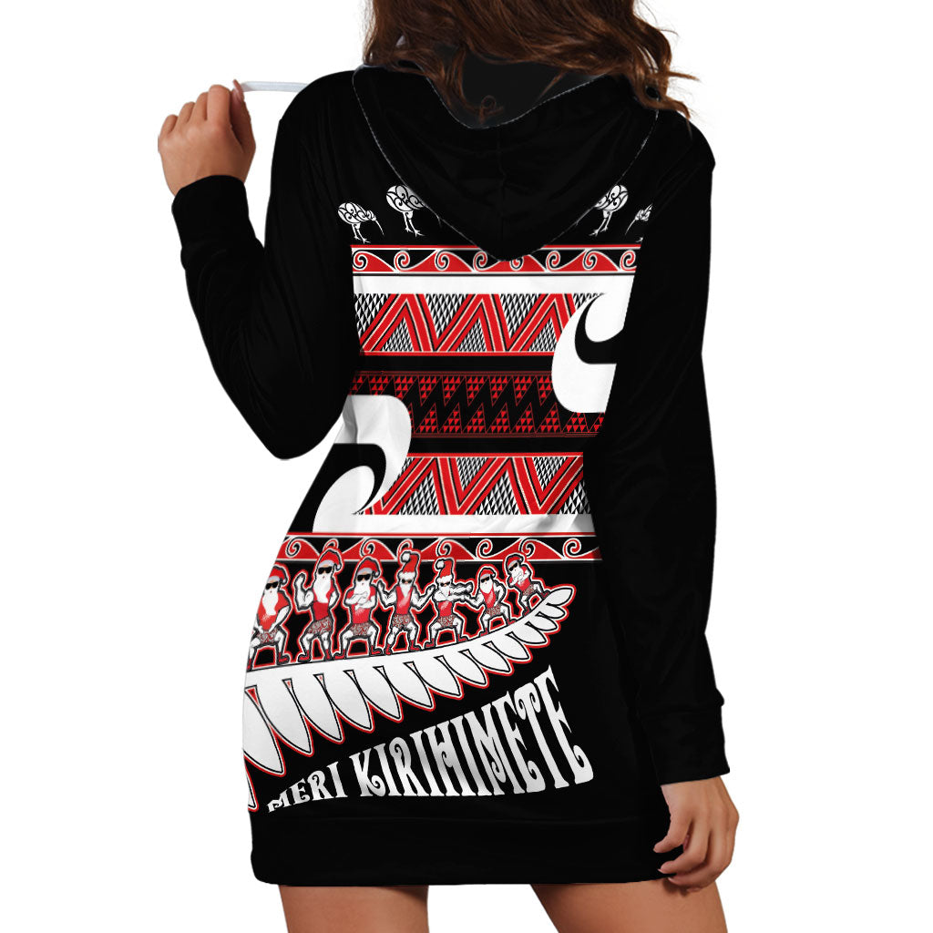 New Zealand Christmas Hoodie Dress Funny Santa Claus Haka Dance with Tukutuku LT03 - Polynesian Pride
