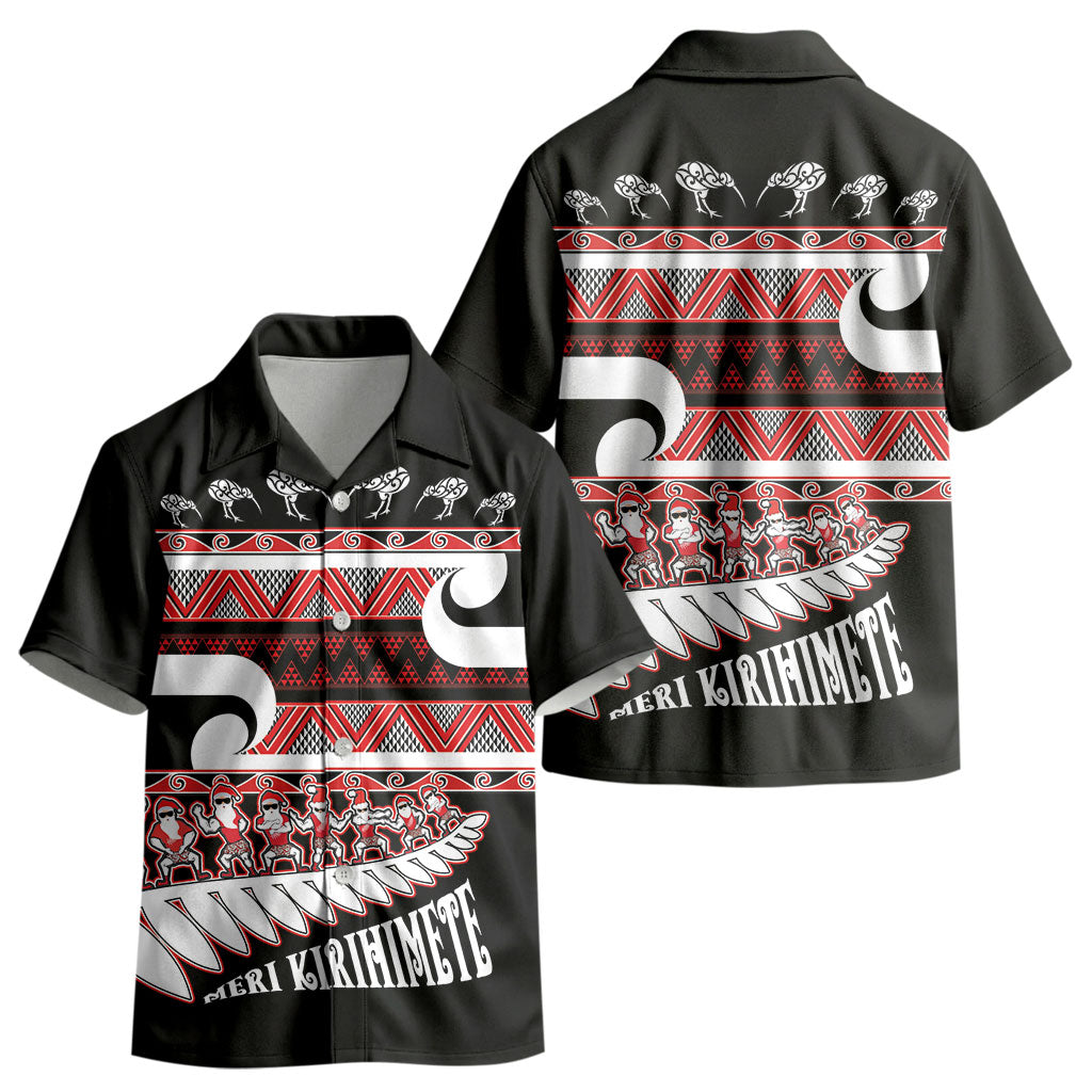 New Zealand Christmas Kid Hawaiian Shirt Funny Santa Claus Haka Dance with Tukutuku