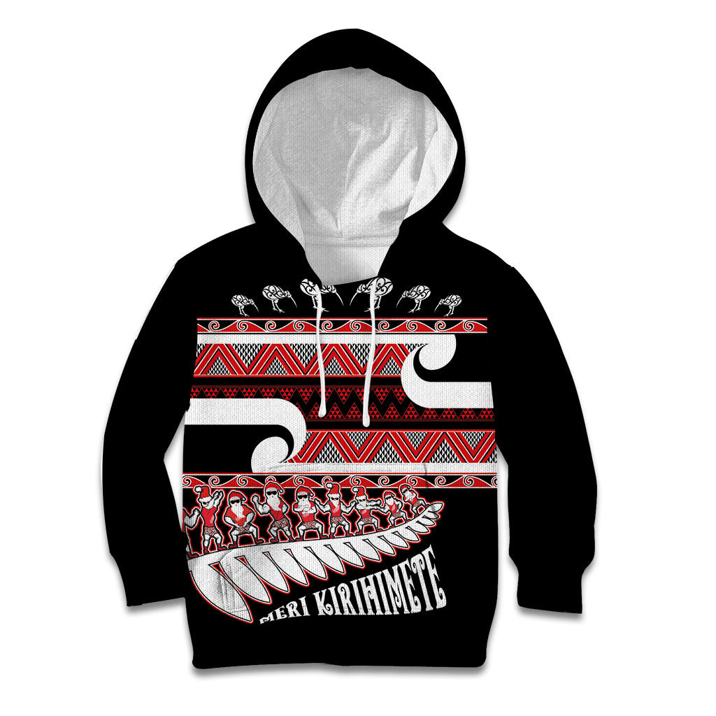 New Zealand Christmas Kid Hoodie Funny Santa Claus Haka Dance with Tukutuku LT03 Hoodie Multicolor - Polynesian Pride