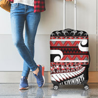 New Zealand Christmas Luggage Cover Funny Santa Claus Haka Dance with Tukutuku LT03 - Polynesian Pride