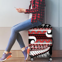 New Zealand Christmas Luggage Cover Funny Santa Claus Haka Dance with Tukutuku LT03 - Polynesian Pride