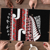 New Zealand Christmas Puzzle Funny Santa Claus Haka Dance with Tukutuku LT03 - Polynesian Pride