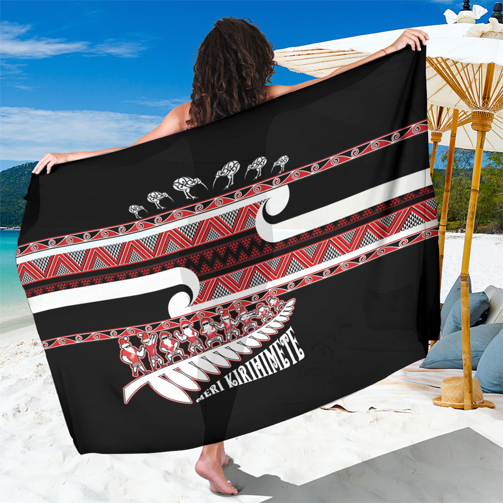 New Zealand Christmas Sarong Funny Santa Claus Haka Dance with Tukutuku LT03 One Size 44 x 66 inches Multicolor - Polynesian Pride