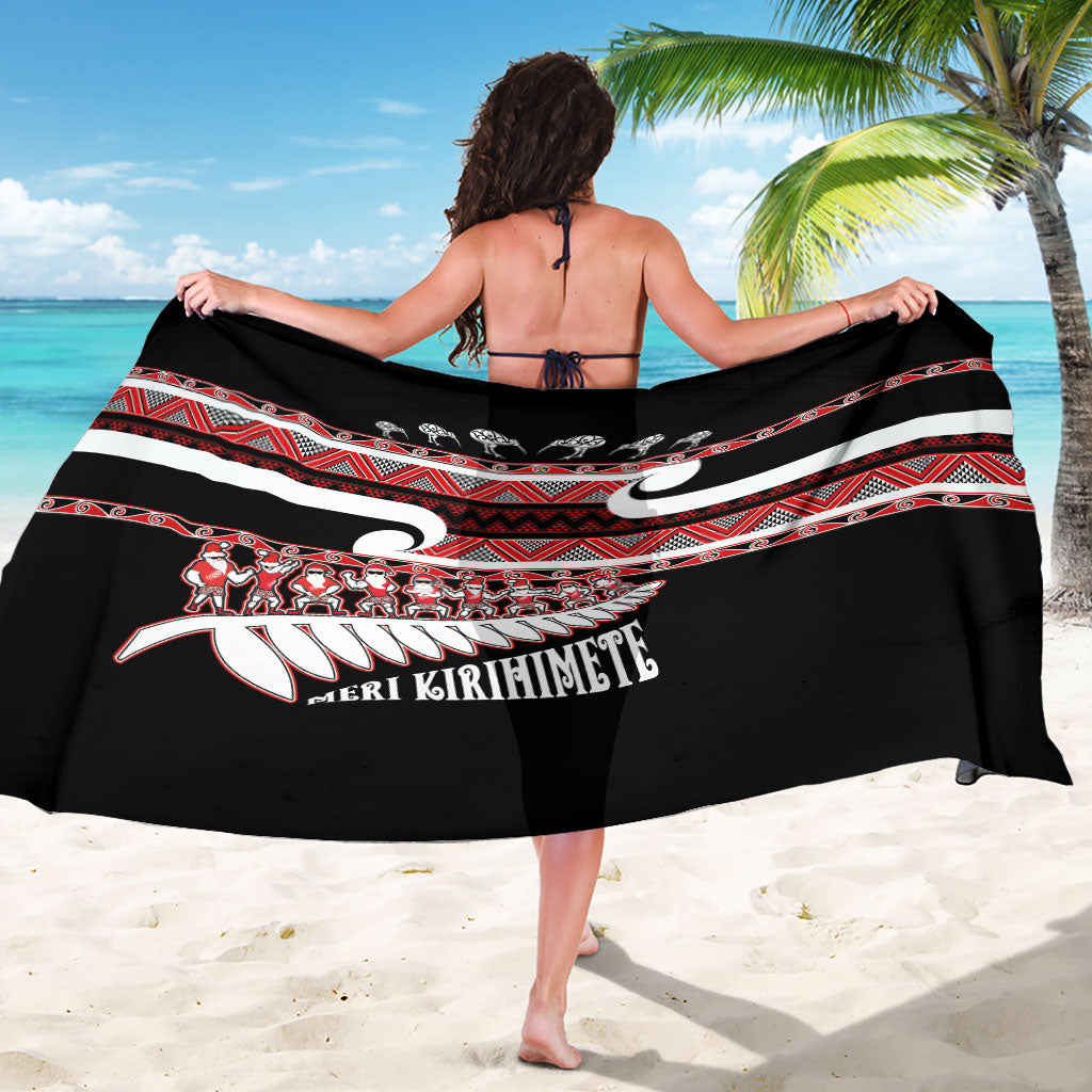 New Zealand Christmas Sarong Funny Santa Claus Haka Dance with Tukutuku LT03 - Polynesian Pride