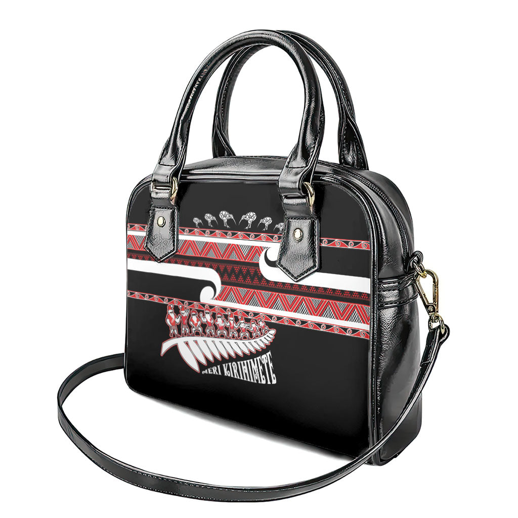 New Zealand Christmas Shoulder Handbag Funny Santa Claus Haka Dance with Tukutuku LT03 - Polynesian Pride