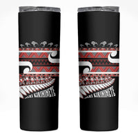 New Zealand Christmas Skinny Tumbler Funny Santa Claus Haka Dance with Tukutuku LT03 Multicolor - Polynesian Pride