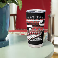 New Zealand Christmas Tumbler Cup Funny Santa Claus Haka Dance with Tukutuku LT03 - Polynesian Pride