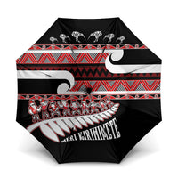 New Zealand Christmas Umbrella Funny Santa Claus Haka Dance with Tukutuku LT03 One Size Folded 11.42 inch Opened Diameter 37.4 inch Multicolor - Polynesian Pride