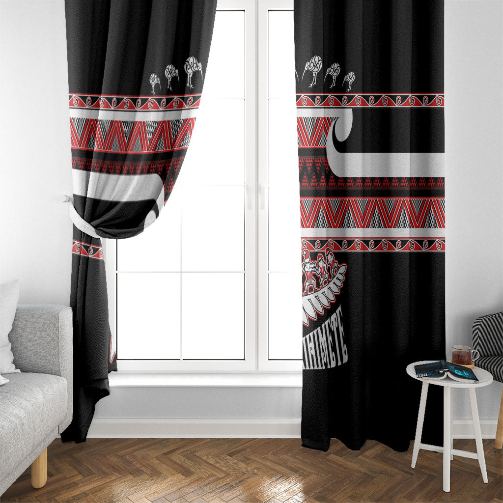 New Zealand Christmas Window Curtain Funny Santa Claus Haka Dance with Tukutuku LT03 - Polynesian Pride