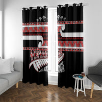 New Zealand Christmas Window Curtain Funny Santa Claus Haka Dance with Tukutuku LT03 With Grommets Multicolor - Polynesian Pride