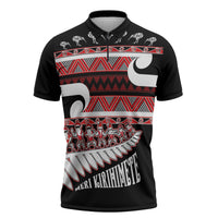 New Zealand Christmas Zipper Polo Shirt Funny Santa Claus Haka Dance with Tukutuku