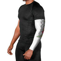 Hawaii DNA Kakau Tattoo Arm Sleeves with Plumeria and Hibiscus Tropical Plants White Color LT03 - Polynesian Pride