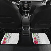 Hawaii DNA Kakau Tattoo Car Mats with Plumeria and Hibiscus Tropical Plants White Color LT03 Set 2pcs - Back White - Polynesian Pride