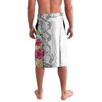 Hawaii DNA Kakau Tattoo Lavalava with Plumeria and Hibiscus Tropical Plants White Color LT03 - Polynesian Pride