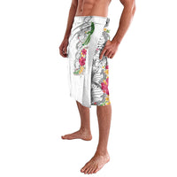 Hawaii DNA Kakau Tattoo Lavalava with Plumeria and Hibiscus Tropical Plants White Color LT03 - Polynesian Pride