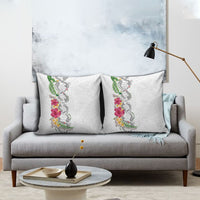 Hawaii DNA Kakau Tattoo Pillow Cover with Plumeria and Hibiscus Tropical Plants White Color LT03 - Polynesian Pride