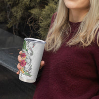 Hawaii DNA Kakau Tattoo Tumbler Cup with Plumeria and Hibiscus Tropical Plants White Color LT03 - Polynesian Pride