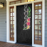 Hawaii DNA Kakau Tattoo Door Cover with Plumeria and Hibiscus Tropical Plants Black Color LT03 - Polynesian Pride