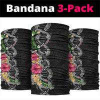 Hawaii DNA Kakau Tattoo Neck Gaiter with Plumeria and Hibiscus Tropical Plants Black Color LT03 package One Size: 25*50cm Black - Polynesian Pride