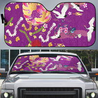 Hawaiian and Japanese Culture Together Auto Sun Shade Kakau Tribal Pattern and Irezumi Art Purple Color LT03 Purple - Polynesian Pride