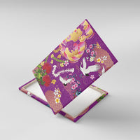 Hawaiian and Japanese Culture Together Canvas Wall Art Kakau Tribal Pattern and Irezumi Art Purple Color LT03 With Frame Purple - Polynesian Pride