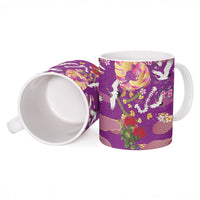 Hawaiian and Japanese Culture Together Ceramic Mug Kakau Tribal Pattern and Irezumi Art Purple Color LT03 - Polynesian Pride