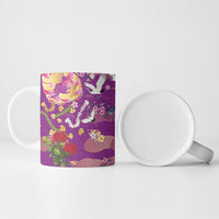 Hawaiian and Japanese Culture Together Ceramic Mug Kakau Tribal Pattern and Irezumi Art Purple Color LT03 - Polynesian Pride