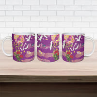 Hawaiian and Japanese Culture Together Ceramic Mug Kakau Tribal Pattern and Irezumi Art Purple Color LT03 - Polynesian Pride