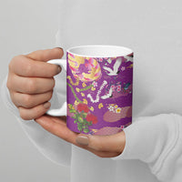 Hawaiian and Japanese Culture Together Ceramic Mug Kakau Tribal Pattern and Irezumi Art Purple Color LT03 - Polynesian Pride