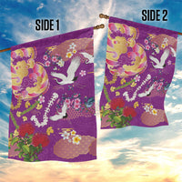 Hawaiian and Japanese Culture Together Garden Flag Kakau Tribal Pattern and Irezumi Art Purple Color LT03 - Polynesian Pride