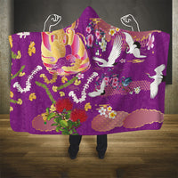 Hawaiian and Japanese Culture Together Hooded Blanket Kakau Tribal Pattern and Irezumi Art Purple Color LT03 - Polynesian Pride