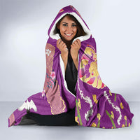 Hawaiian and Japanese Culture Together Hooded Blanket Kakau Tribal Pattern and Irezumi Art Purple Color LT03 - Polynesian Pride