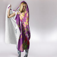 Hawaiian and Japanese Culture Together Hooded Blanket Kakau Tribal Pattern and Irezumi Art Purple Color LT03 - Polynesian Pride