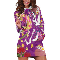 Hawaiian and Japanese Culture Together Hoodie Dress Kakau Tribal Pattern and Irezumi Art Purple Color LT03 Purple - Polynesian Pride