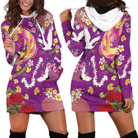 Hawaiian and Japanese Culture Together Hoodie Dress Kakau Tribal Pattern and Irezumi Art Purple Color LT03 - Polynesian Pride
