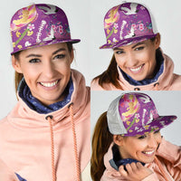 Hawaiian and Japanese Culture Together Mesh Trucker Cap Kakau Tribal Pattern and Irezumi Art Purple Color LT03 - Polynesian Pride