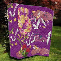 Hawaiian and Japanese Culture Together Quilt Kakau Tribal Pattern and Irezumi Art Purple Color LT03 - Polynesian Pride