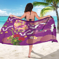 Hawaiian and Japanese Culture Together Sarong Kakau Tribal Pattern and Irezumi Art Purple Color LT03 - Polynesian Pride