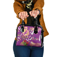 Hawaiian and Japanese Culture Together Shoulder Handbag Kakau Tribal Pattern and Irezumi Art Purple Color LT03 One Size Purple - Polynesian Pride