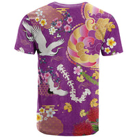 Hawaiian and Japanese Culture Together T Shirt Kakau Tribal Pattern and Irezumi Art Purple Color