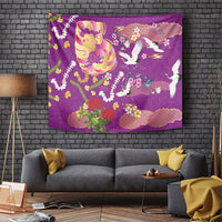 Hawaiian and Japanese Culture Together Tapestry Kakau Tribal Pattern and Irezumi Art Purple Color LT03 Purple - Polynesian Pride