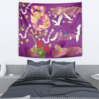 Hawaiian and Japanese Culture Together Tapestry Kakau Tribal Pattern and Irezumi Art Purple Color LT03 - Polynesian Pride