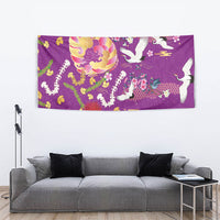 Hawaiian and Japanese Culture Together Tapestry Kakau Tribal Pattern and Irezumi Art Purple Color LT03 - Polynesian Pride